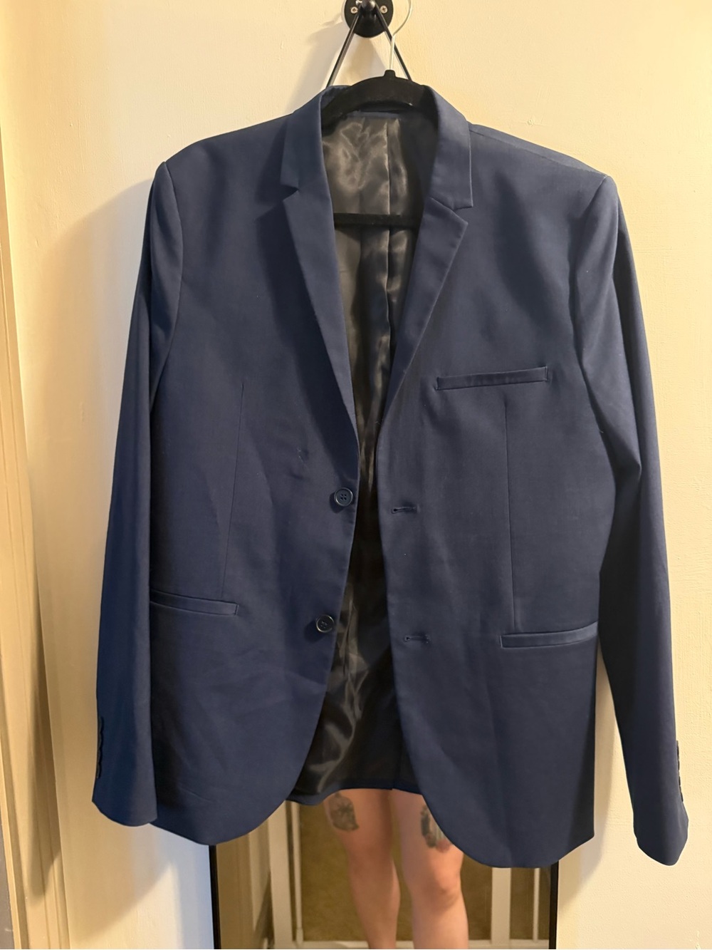 H&M Navy Super Skinny Fit Suit Jacket